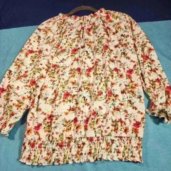 Alex & Lili Peasant Type Long-Sleeved Blouse Floral Top - Size Small - Picture 4 of 7